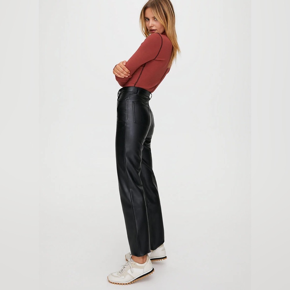 Wilfred Melina Pants Sleek Black Vegan Leather Wide Leg Pants